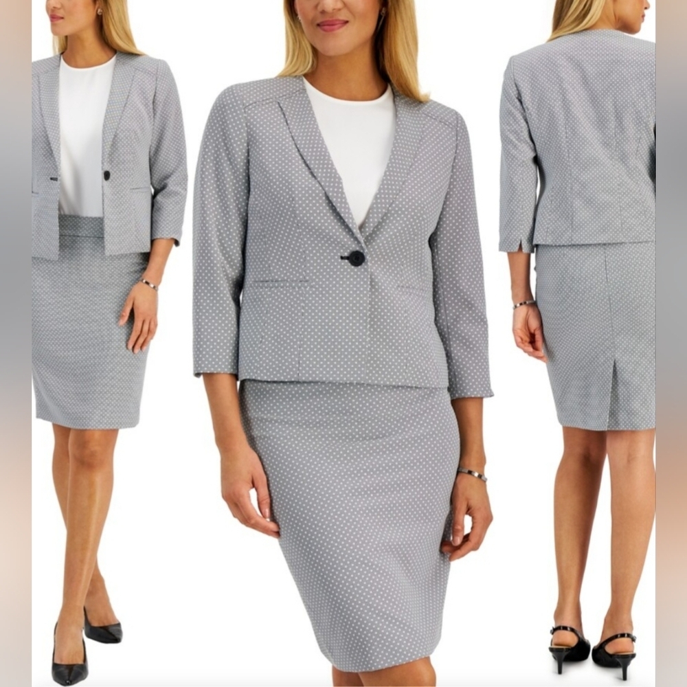 NWT Sz 18 LE SUIT 2pc Skirt Suit with 3/4 Sleeve Blazer